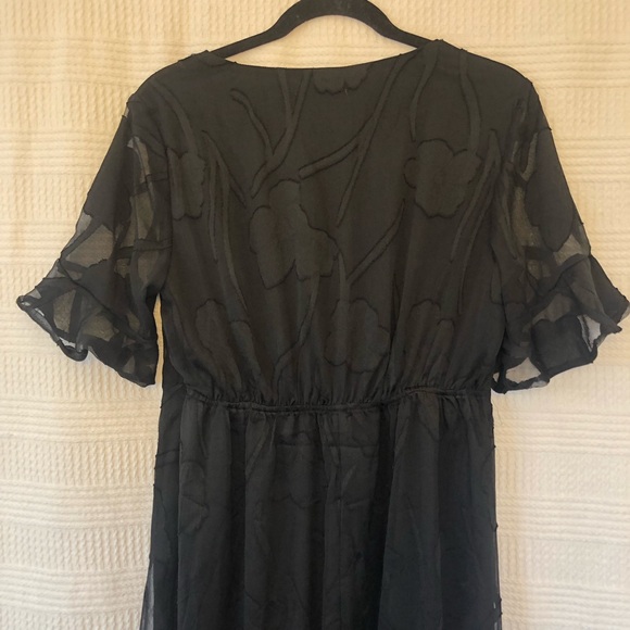 MSGLAMOR Ruffle Flutter Lace Maxi Dress Black NWT. Women’s sz Small - Picture 11 of 14